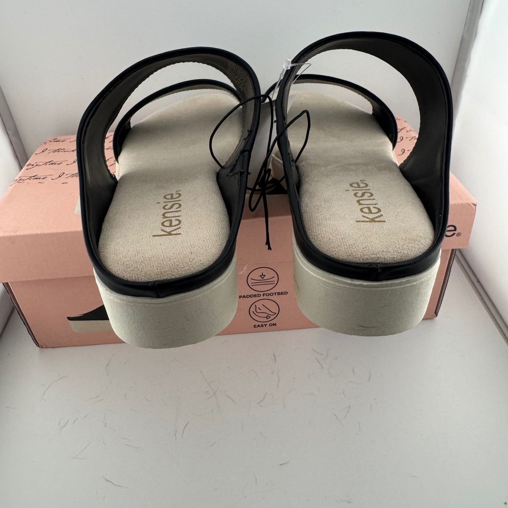 Kensie Endy Comfort Sandals Women 8 Black NIB Platform Wedge Slide KS261620 - Picture 5 of 7